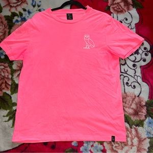 OVO Ocotobers very Own pink garment dye tee womens size large EUC